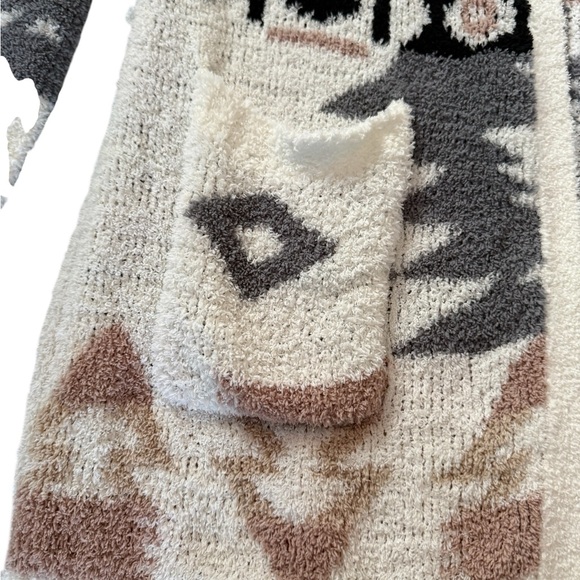 Warm & Cozy Aztec Cardigan Boho Neutral Fuzzy Women L Boho Festival Grannycore - Picture 3 of 7